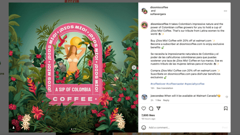 Dios Mio Coffee Walmart Instagram Update