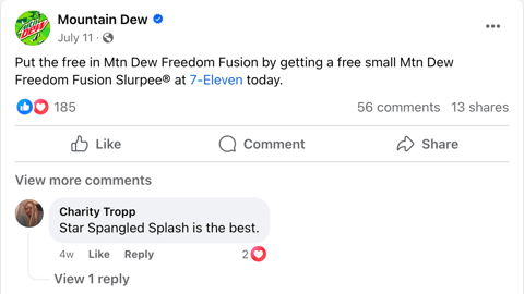 Mtn Dew Freedom Fusion 7-Eleven Facebook Update