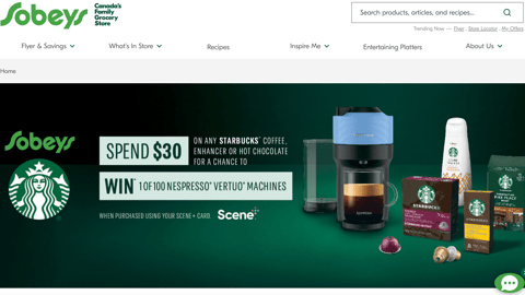 Sobeys Starbucks 'Spend $30' Landing Page