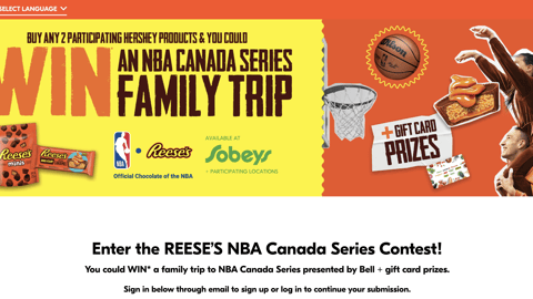 Reese's Sobeys NBA Canada Series Family Trip Web Page