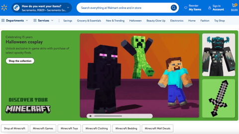Walmart 'Discover Your Minecraft' Web Page