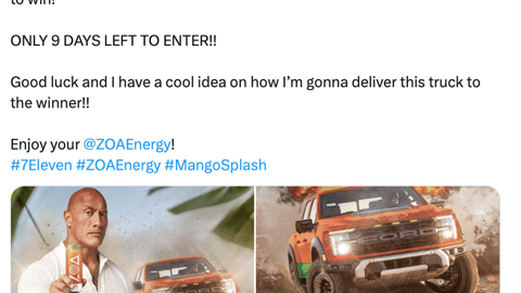 7-Eleven ZOA Energy Mango Splash Wrapped Ford F-150 Tweet