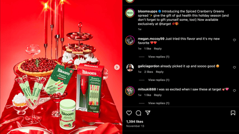 Bloom Spiced Cranberry Greens Target Instagram Update