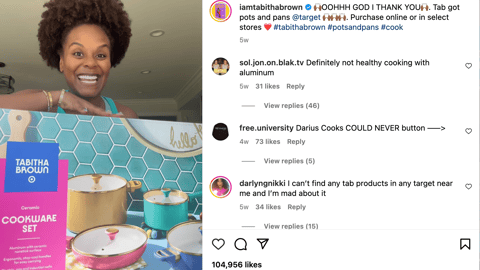 Tabitha Brown for Target 'Pots and Pans' Instagram Update