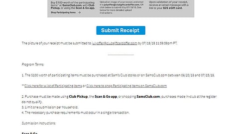 Sam's Club 'eGift Card' Promotional Page