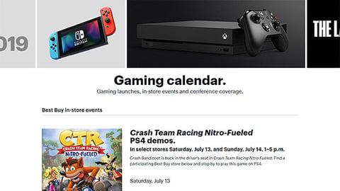 Best Buy 'Gaming Calendar' Web Page