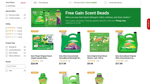 BJ's 'Free Gain Scent Beads' Pickup-Only Offer