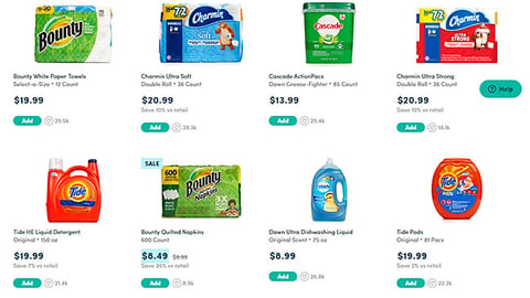 Boxed P&G 'Stock Up with P&G' E-Commerce Page