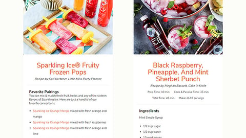 Jewel-Osco Sparkling Ice 'Summer Fun' Web Page