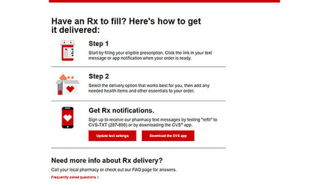 CVS Rx Delivery Web Page