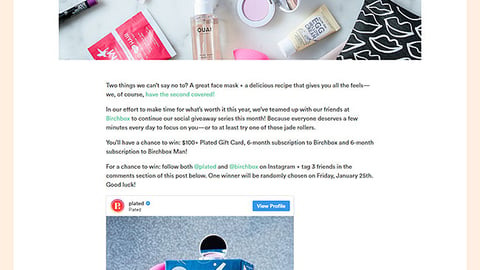 Plated 'Plated x Birchbox Giveaway' Blog Post