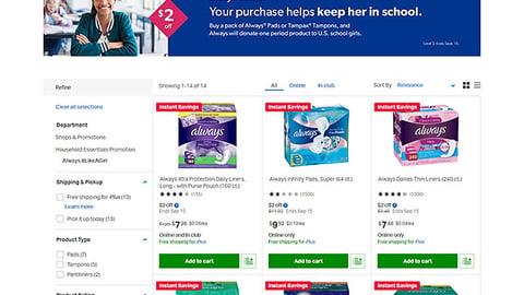 Always, Tampax #EndPeriodPoverty Sam's Club Shop