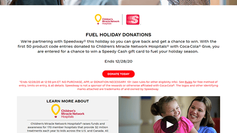 Coca-Cola 'Fuel Holiday Miracles' Speedway Web Page