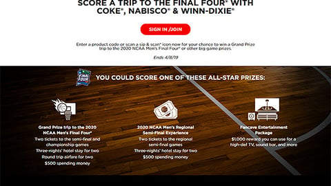 Coca-Cola, Nabisco 'Score a Trip' Winn-Dixie Microsite
