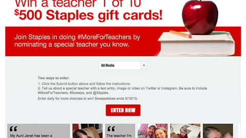 Staples 'MoreForTeachers' Web Page
