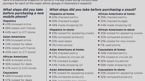 Steps Along the Purchase Journey by Ethnic Groups