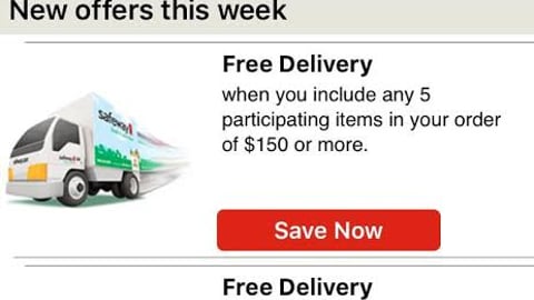 Safeway 'Promo Code Deals' Mobile App Screen